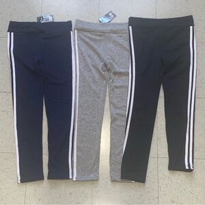 Black and Gray capri Leggings with Stripes fits small Xsmall women bundle